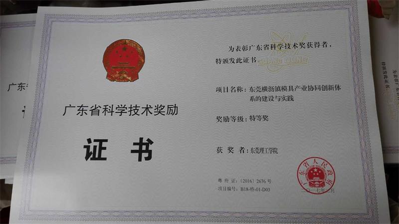 横沥项目获奖证书(修改)